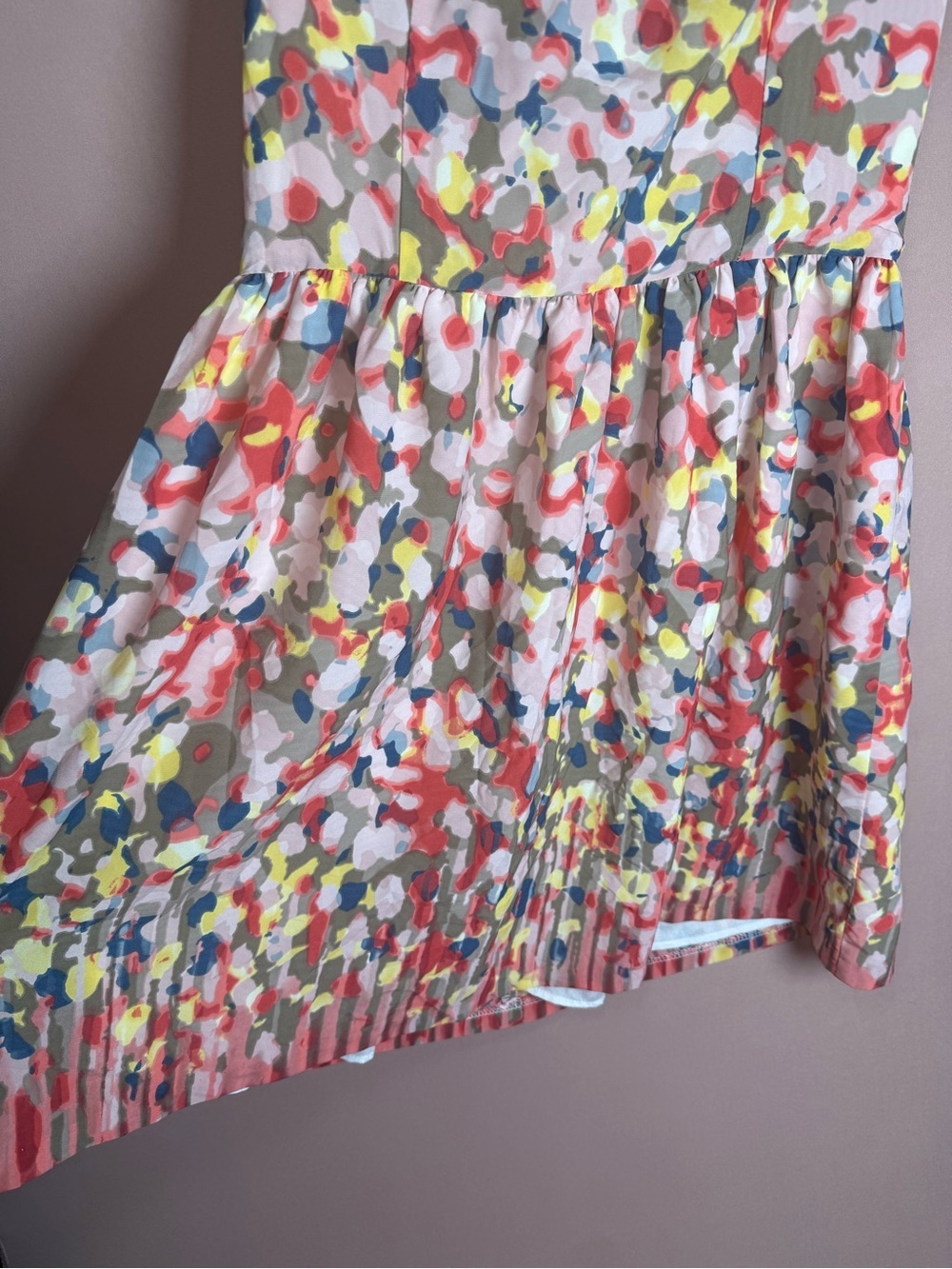 Love...Ady Strapless Abstract Multicolor Spring Summer Mini Short Dress Size M - Picture 3 of 9